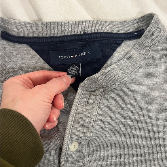 Men's Gray Long Sleeve waffle knit Shirt - Picture 2 of 4